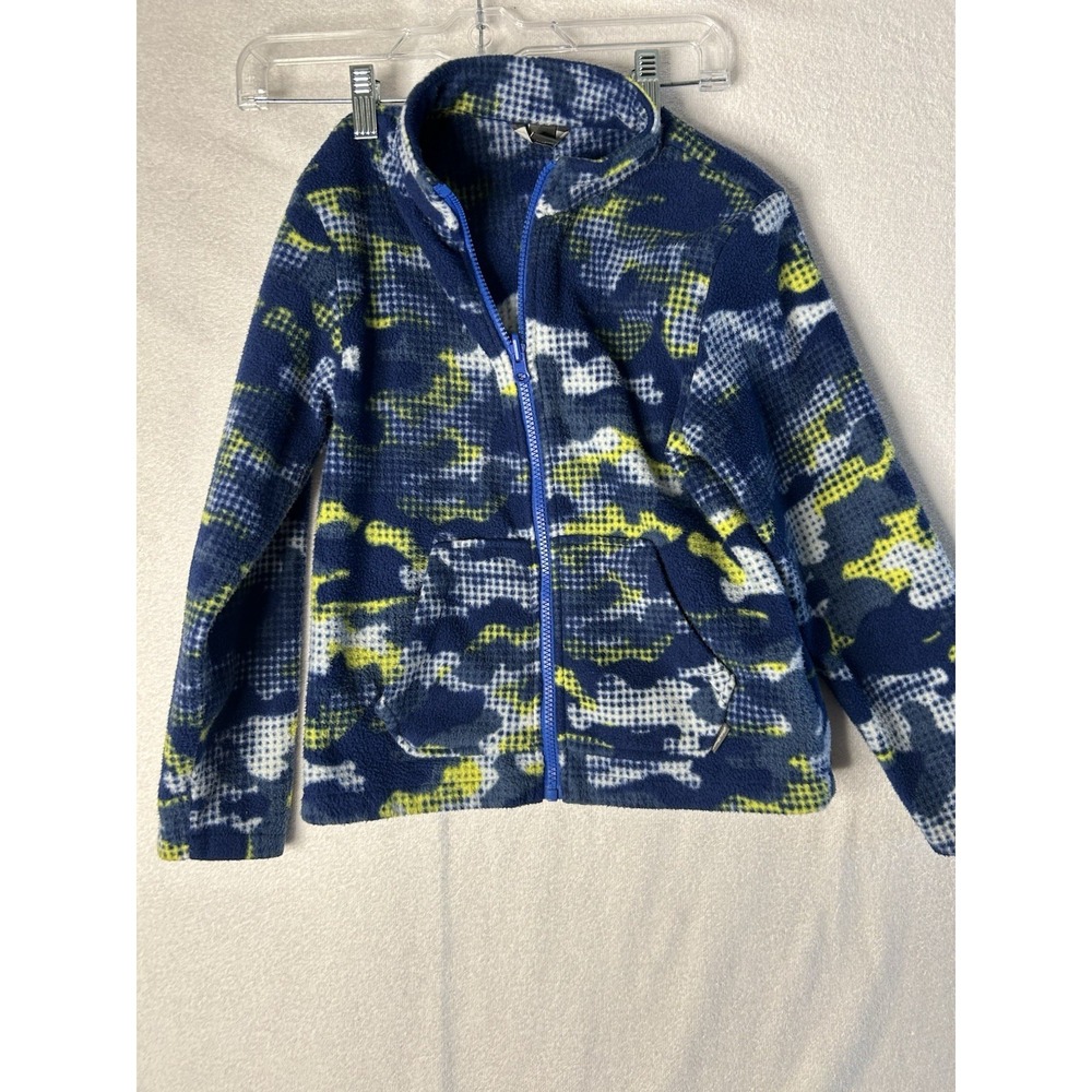 Eddie Bauer Boys Small Fleece Zip Up Jacket Coat Size Small 7/8  Blue Camo
